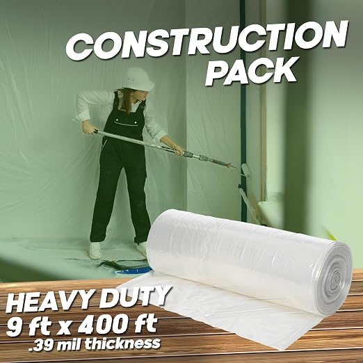 Painter's Plastic Film Heavy Duty 0.39 mil, High Density Painters Plastic - Image 3