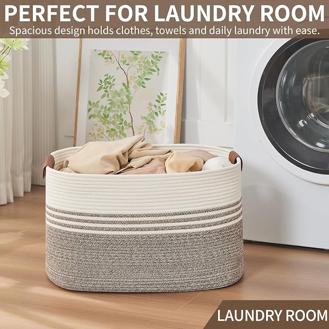 Laundry Hamper with Handles, 72L Rope Laundry Basket - Image 5