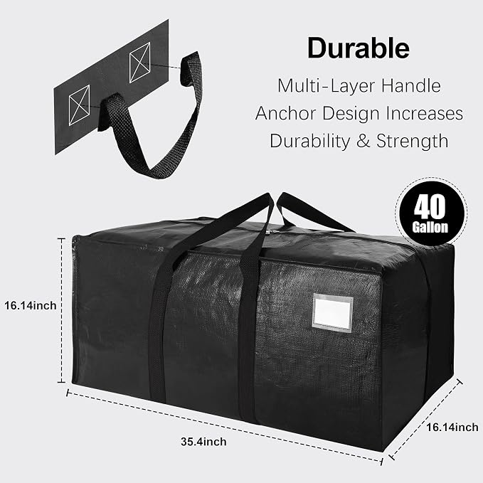 6 Pack Heavy Duty Extra Large Moving Bags W/Backpack Straps - Image 2