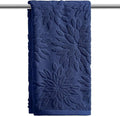 Artoid Mode 1 Pc Navy Blue 3D Dahlia Floral Jacquard Hand Towels by ArtoidMode