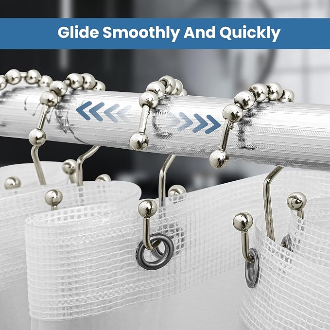 Utopia Bedding Double Glide Shower Curtain Hooks, 12 Pack, Nickel | Premium - Image 5
