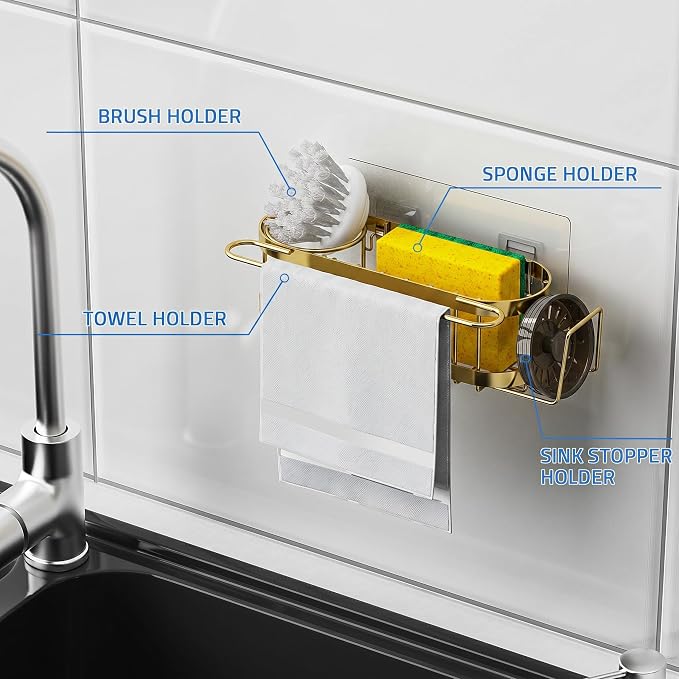 Cisily Kitchen Sink Caddy Sponge Holder in The Sink, Stainless Steel Kitchen - Image 4