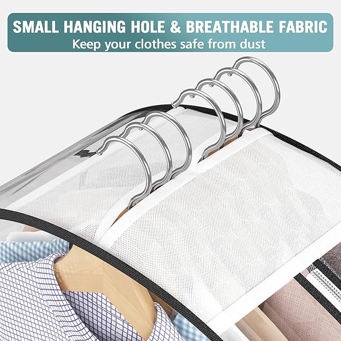 Liuoud Clear Garment Bags for Hanging Clothes 10” Gusseted, 4 Pack, 32” | Suit - Image 5