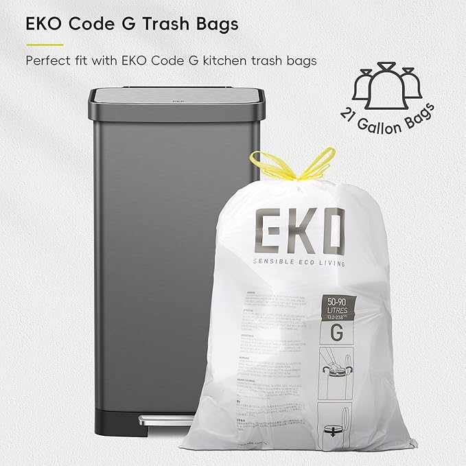 EKO Hudson Stainless Steel 75 Liter/20 Gallon Large Kitchen Trash Can, Tall Step Garbage Can with Rear Bag Storage Compartment, Gunmetal