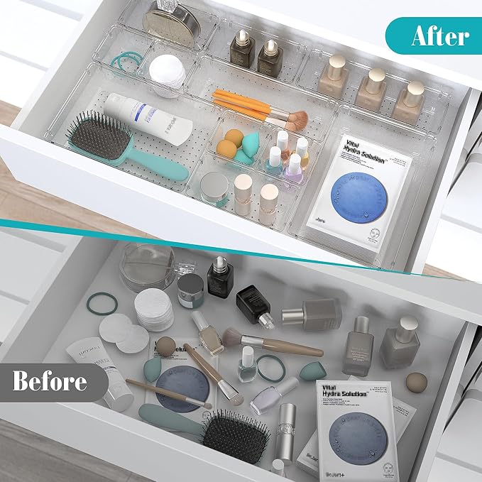 33 PCS Plastic Drawer Organizers Set, 4 Size Desk Drawer Organizer Trays | 4 - Image 4