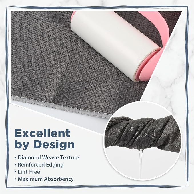 SINLAND Microfiber Glass Cleaning Cloth Streak Free Magic Towels Grey - Image 4