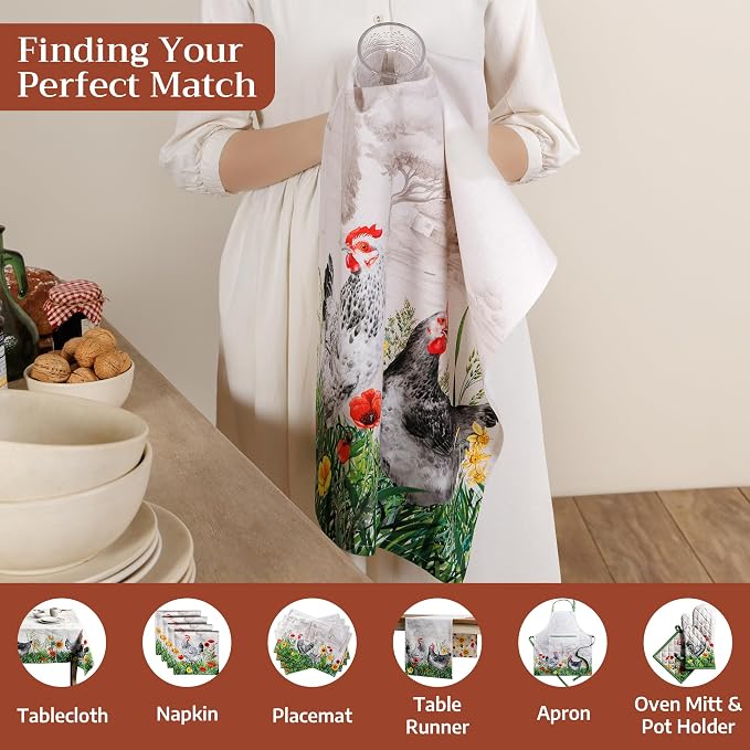 Maison d' Hermine Kitchen Towels Set of 3 Reusable 100% Cotton 27.50" x 20" - Image 4
