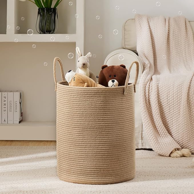 YOUDENOVA Jute Rope Laundry Hamper Basket, 58L Blanket Basket - Image 2