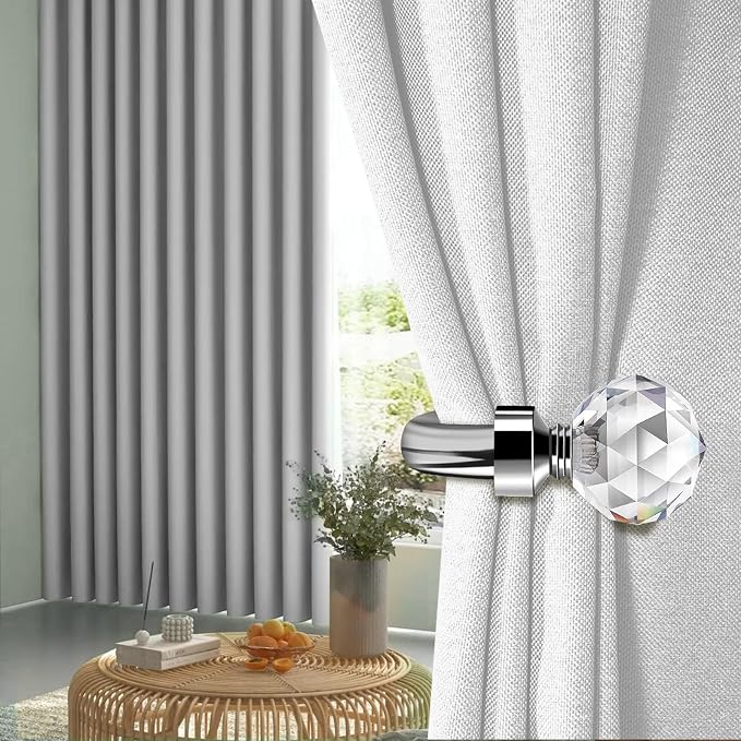 HIKMLK Crystal Curtain Holdbacks 2pcs, Metal Curtain Tieback Pull Back - Image 4