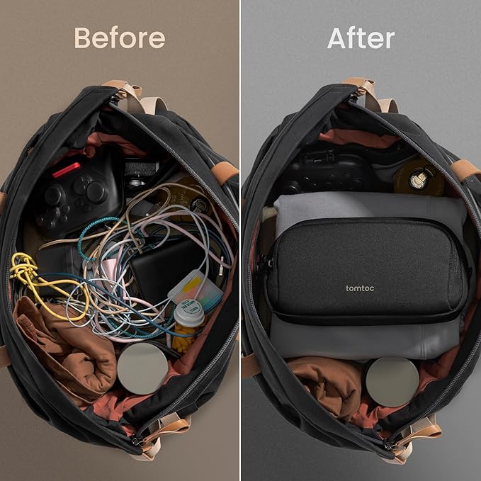 tomtoc Electronic Organizer Travel Case, Dual Compartment Tech Organization | - Image 4
