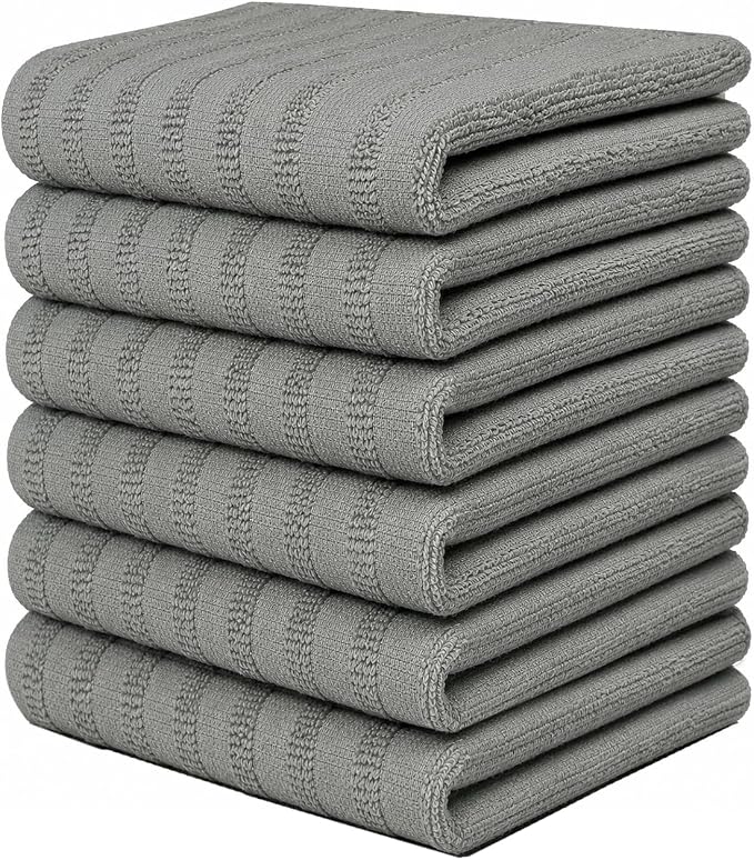 Premium Kitchen Towels 6 Pack 100% Cotton by BumbleTowels