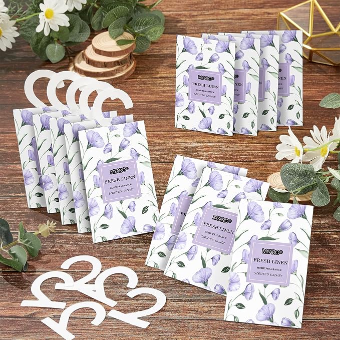 MYARO 12Pcs Linen Sachets Hanging Car Air Freshener, Closet Deodorizer - Image 5