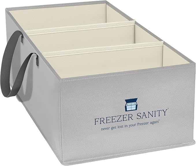 The Original Chest Freezer Organizer Bins, Stackable Storage Organizers, Deep Freezer Dividers, Handles, Heavy-Duty, Waterproof (Large 19x14x9)
