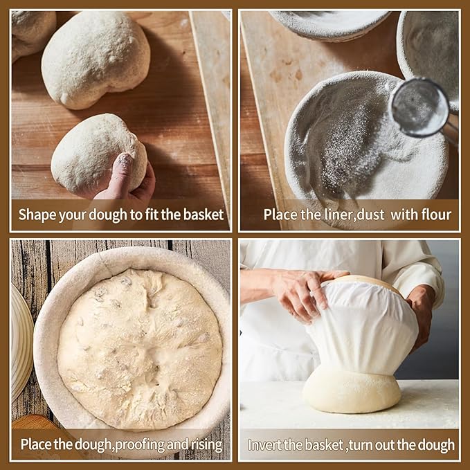 6 Packs Round Bread Proofing Cover for Banneton Basket，9 inches，Natural Rattan Banneton Cloth Liner for Bread Sourdough Proofing Homemade Baking Dough（Basket Not Included）