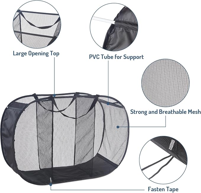 Seiritex Mesh Popup Laundry Hamper 3 Compartment Sortable Horizontal - Image 3