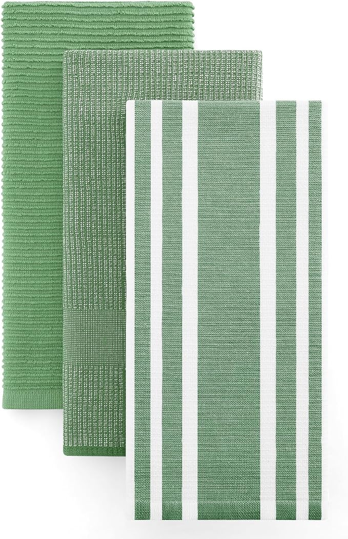 Homaxy Cotton 380 GSM Premium Kitchen Towels, 3 Pack, Grass Green by Homaxy