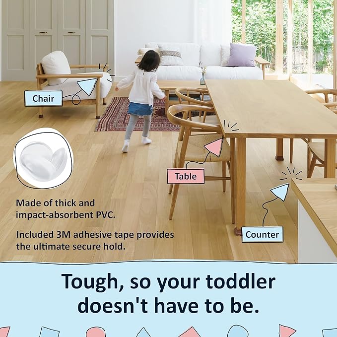 Bebe Earth Baby Proofing Corner Protectors, 12 Furniture Corner Guards Bumpers for Table - Clear Child Safety Protector for Home, New Parents and Couples