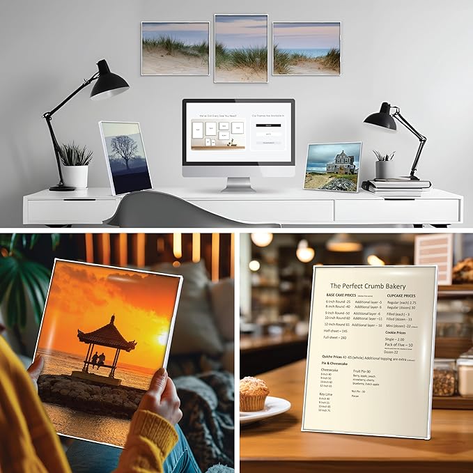 MANTELLO ESSENTIALS 8 x 10 Photo Frame Set, 8 x 10 White Picture Frames, Front Loading Picture Frames 8x10, Set of 6