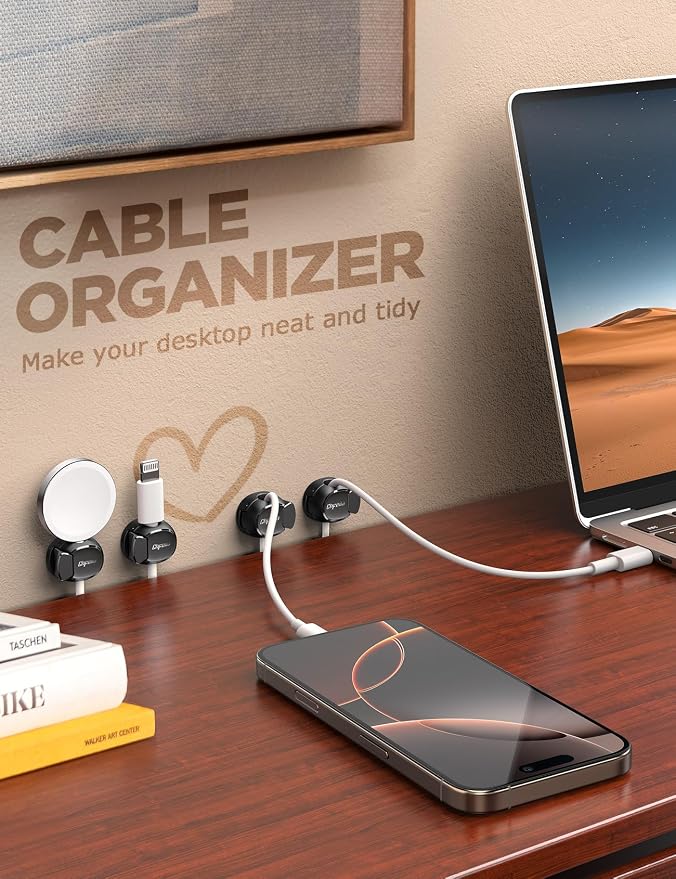 Chfeila 8-Pack Cable Clips, Quick-Lock Cord Organizer Black | Cord Holder - Image 4
