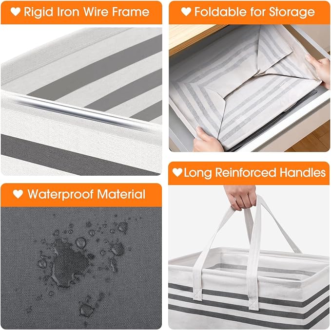 3 Pack Large Laundry Baskets, Laundry Hampers, Freestanding Waterproof - Image 3