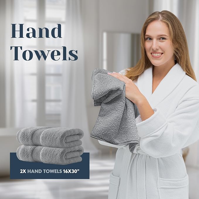 White Classic Luxury Bath Towel Set of 8 Pieces - Image 6