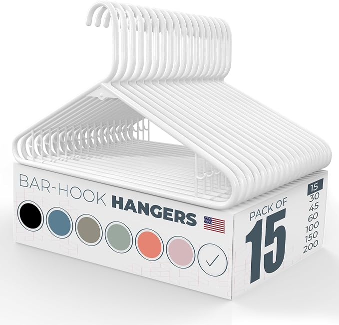 Plastic Hangers 15 Pack – Made in the USA – 6lb Capacity Standard Clothes by NeatiesHangers