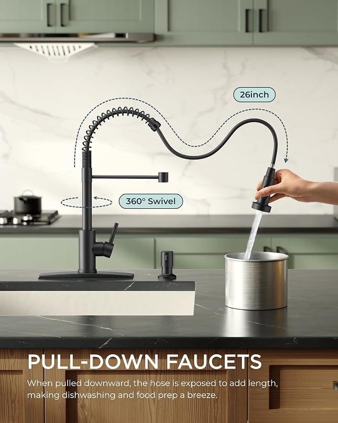 FORIOUS Black Kitchen Faucet - Image 2