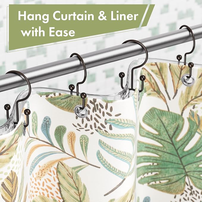 Amazer Bronze Shower Curtain Hooks, Rust-Resistant Metal Shower Hooks Shower - Image 4