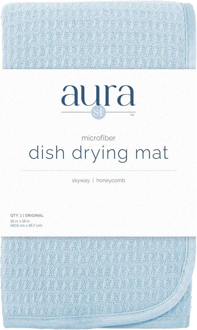 S&T INC. Dish Drying Mat, Sky Blue | Absorbent Microfiber, Kitchen Counter Mat - Image 9