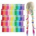 MEEDEE 100 Pack Rainbow Elastic Hair Ties: No Crease, Soft Ribbon Knotted Ponytail Holders for Women, Ouchless Yoga Bracelets