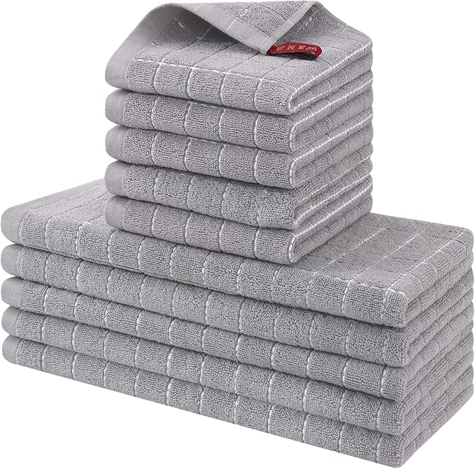 Homaxy Kitchen Towels and Dishcloths Set, Light Grey by Homaxy