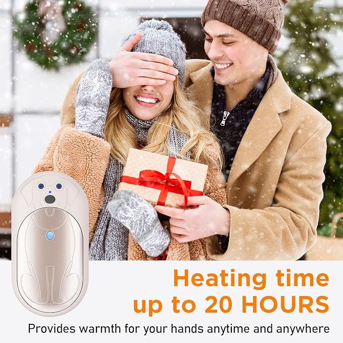 AI Hand Warmers Rechargeable 2 Pack, 6000mAh Electric Pocket Heater with 20H Heating, 3 Levels, Snap-On 2-in-1 Design, Winter Gift for Men & Women, Hiking, Hunting, Outdoor