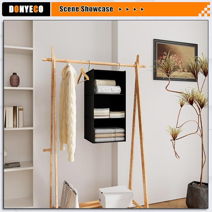 Hanging Closet Organizer 3-Shelf, Oxford Fabric Wardrobe Storage, shoes & - Image 2