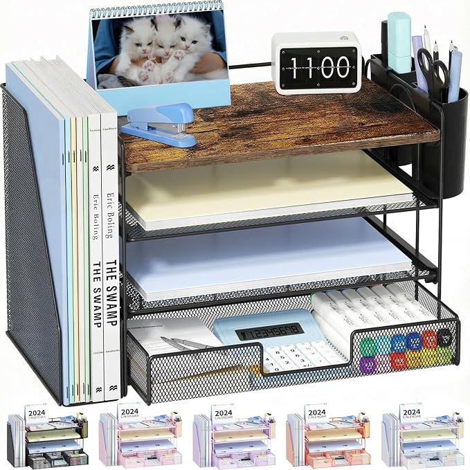 Desk Organizer, 4-Tier Desktop File Organizer by OPNICE