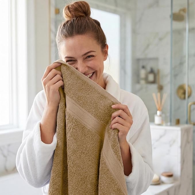 Superior Egyptian Cotton Plush & Absorbent, Bath Towel Set of 4, Toast | Quick - Image 8