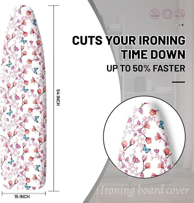 Extra Thick Ironing Board Cover and Pad, 15x54 Ironing Board Cover, Resist - Image 2