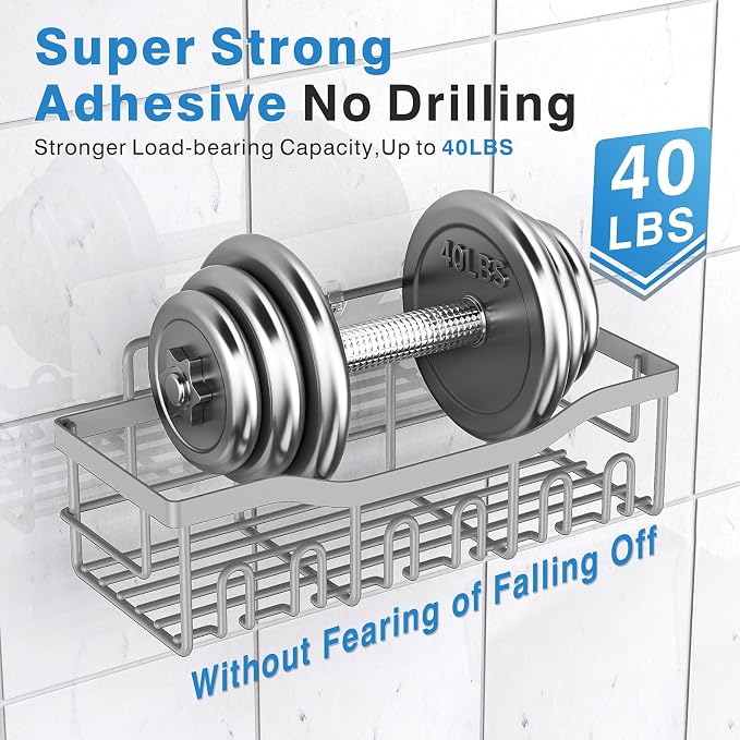Shower Caddy 5 Pack, Adhesive Shower Organizer - Image 4