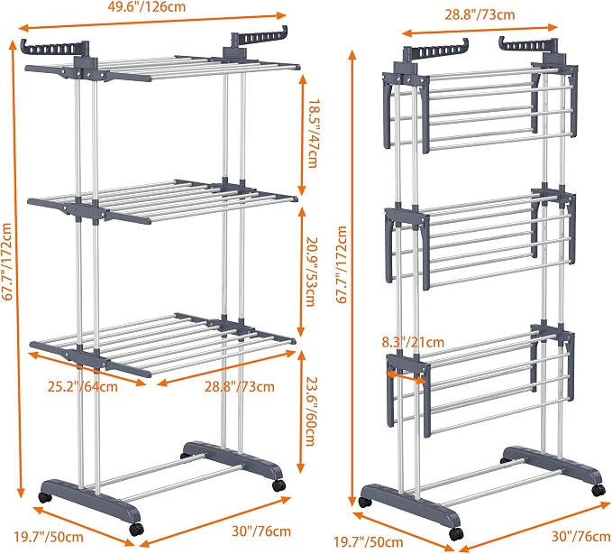 HOMIDEC Clothes Drying Rack, 4-Tier Foldable Drying Rack Clothing | Foldable - Image 6