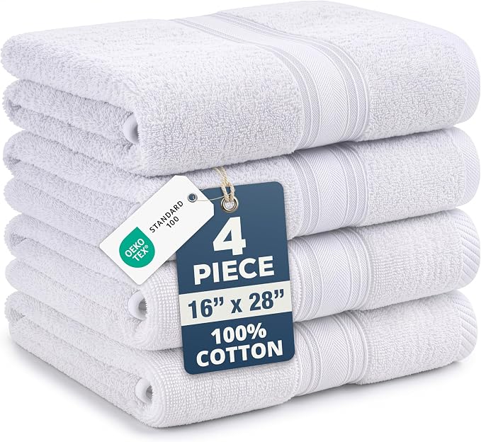 LANE LINEN Hand Towels for Bathroom 100% Cotton 4 Pack 16x28 by LaneLinen