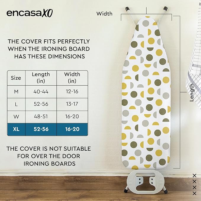 Encasa XO Ironing Board Cover and Pad, Thick Felt 54"x18" - Image 2
