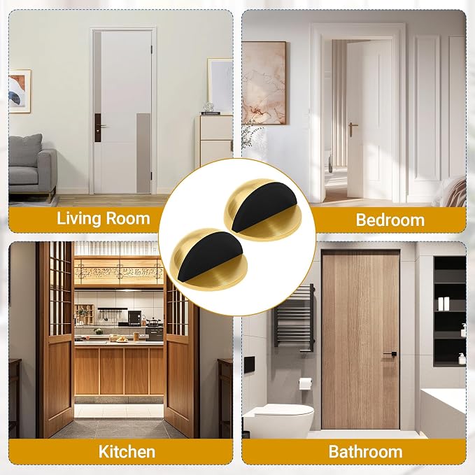 Self Adhesive Door Stoppers, Stainless Steel No Drill Rubber Floor Door Stop - Image 7