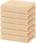 Homaxy 100% Cotton Waffle Weave Kitchen Dish Towels 6-Pack, Apricot | 13 x 28 by Homaxy