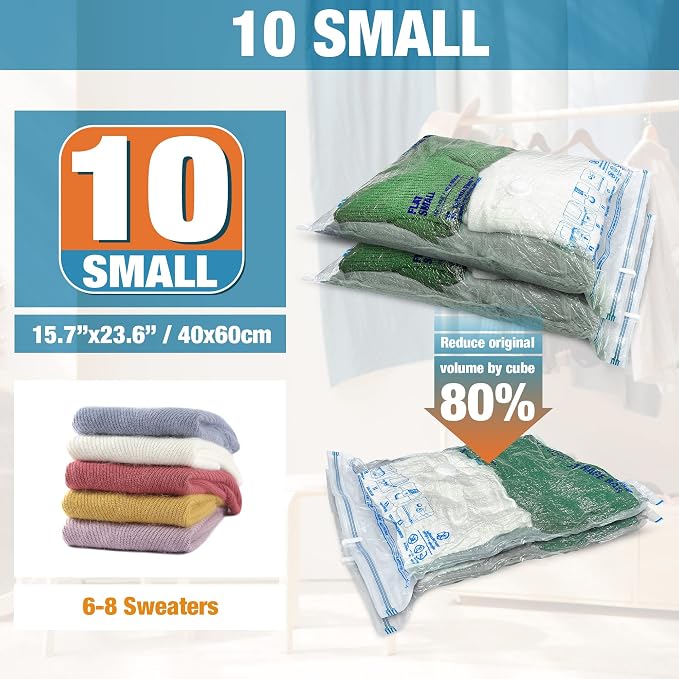 Vacuum Storage Bags, 10 Small Space Saver Vacuum Seal Bags, Space Bags - Image 2