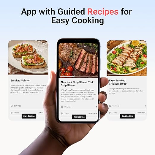 ThermoMaven Smart Bleutooth Wireless Meat Thermometer, Standalone Base, WiFi Unlimited Range, NIST Certified Accuracy, Smart App Alerts for Grill, Oven, Smoker, BBQ