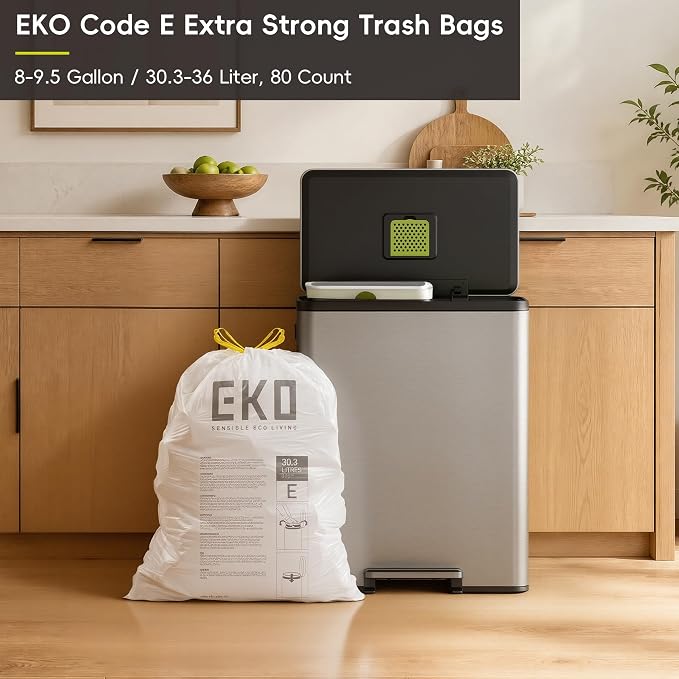 EKO Easy-Dispense Roll 80 Count Extra-Strong Drawstring Tall Kitchen Trash Bag - Image 10