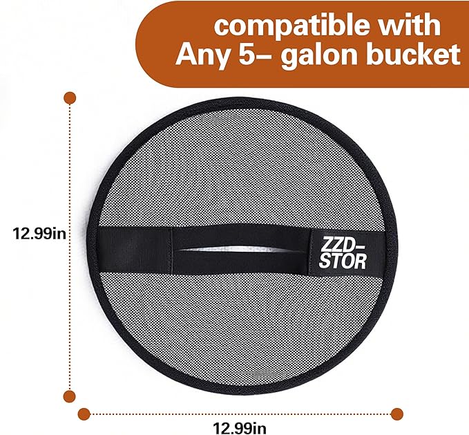 5 Gallon Bucket Lids，Bait Bucket Lid and Trash Can Lid for Yeti 5 Gallon,Elastic Net Lid for Boating, Camping