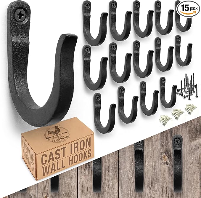 2 inch Railroad Spike Cast Iron Hooks Blacksmith, Wall Mounted Farmhouse by MyFancyFarmhouse
