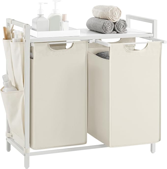 VASAGLE Laundry Hamper with Shelf, 2 Pull-Out Bags, 2 x 12.1 Gallons by Unknown