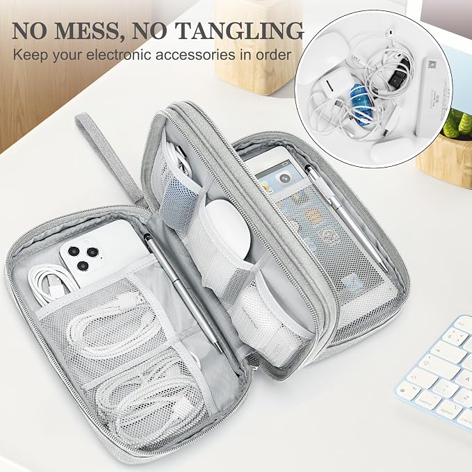 FYY Electronic Organizer, Travel Tech Pouch Bag, Waterproof, Double Layers - Image 5