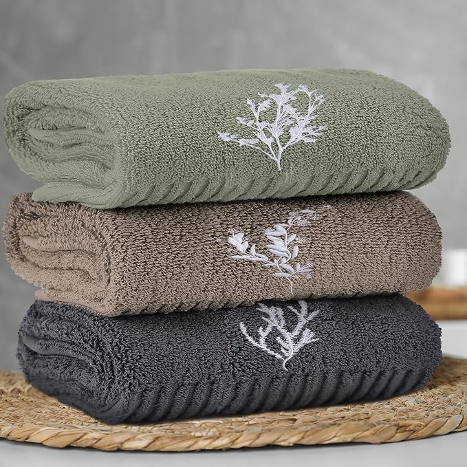 FuWeave 3 Pcs Boho Botanical Hand Towels Bathroom Kitchen Decor | Embroidered - Image 5